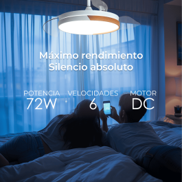 Yoevu Ventilador de Techo Nature White con Luz LED Regulable, Mando a Distancia, Aspas Retráctiles y Función Verano/Invierno