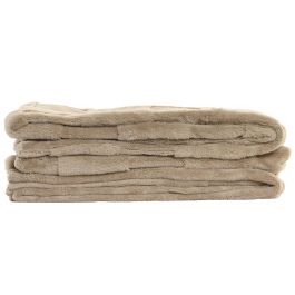 DKD Home Decor Manta Poliéster Beige 630 gsm | Estilo Urban para Sofá | 170 x 130 cm | Pack de 2 Unidades