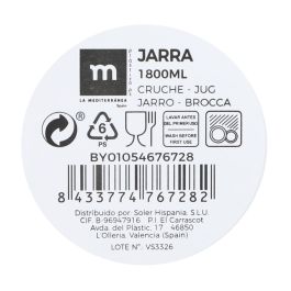 La Mediterranea Jarra 1800 ml Ps Medidas: 14 cm (ancho) x 21 cm (alto) x 19 cm (largo) (24 Unidades)