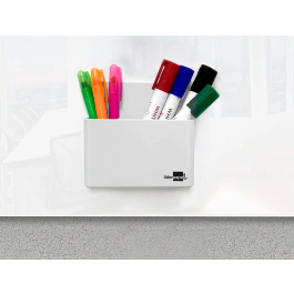 Liderpapel Cubilete Portalapices Magnético Blanco Opaco Plástico 125x75x40 mm
