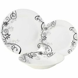 Servicio de Vajilla 18 Piezas Barroco Negro Forma Ala - 6 Platos Llanos Ø24cm, 6 Postre Ø19cm, 6 Hondos Ø20.5cm - Microondas y Lavavajillas Precio: 42.50000007. SKU: B1EVSMVYVX