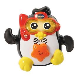 Vtech Baby Juguete de Baño Interactivo Pingüino Gideon, Campeón de Natación. Gira la Estrella de Mar y Nada en el Agua para Bebés.
