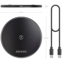 Aisens ASCH-15W1WC058-BK Base de Carga Inalámbrica 15W USB-C para Móvil Qi Negro