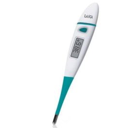 Laica TH3601W Termómetro Digital Corporal Sonda Flexible Oral Axilar Rectal LCD, Memoria y Bolsita Protectora
