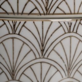 Caja Blanco-Marrón Porcelana Decoración 18 X 18 X 19 cm