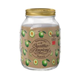 Bormioli Rocco Tarro Conserva Vidrio Quattro Stagioni 300 cL, con Tapa de Rosca, Fabricado en Italia, Apto Lavavajillas, 6 Unidades