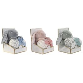 Peluche Manta Baby DKD Home Decor Rosa Azul 25 x 26 x 25 cm Set de 2 (3 Unidades)