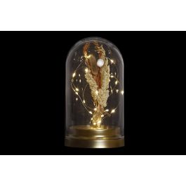 DKD Home Decor Decoración Luminosa Boho Luz LED de Cristal con Flor Seca Dorado Natural 12x22x12 cm