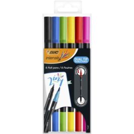 Bic Rotuladores Intensity Tip Felt Pens Punta Fina-Pincel Colores Surtidos Vivos Blíster 6 Ud