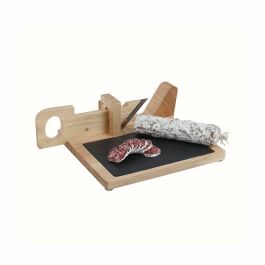 Livoo Guillotina para embutidos MEC127 - Tapa de madera de caucho y pizarra - Hoja de acero inoxidable - Seguridad