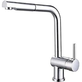 Rousseau Matsouko Grifo Mezclador de Cocina Moderno con Ducha Extraíble, Ahorro de Agua, Cuerpo de Latón, Gris Cromo