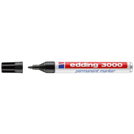 Edding Marcador Permanente 3000 Negro (Set de 10) - Marcador Permanente para Diversas Superficies, Punta Redonda 1.5-3mm (Set de 10)