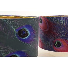 DKD Home Decor Pantalla Peacock Glam Verde Lila 40 x 40 x 24 cm (2 Unidades)