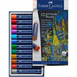 FABER-CASTELL Lápices de Pastel al Óleo Metálicos, Caja de Cartón con 12 Unidades