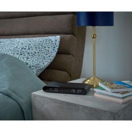 Thomson THO1721993395360 Estación de Carga Inalámbrica 15W para Despertador con Puerto USB-C, Temperatura y Color Negro