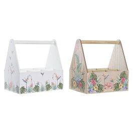 DKD Home Decor Portavasos Decorativo Tropical Colección Tropic Garden MDF Multicolor 16.5x25x24 cm para Hogar, Set de 2 Unidades