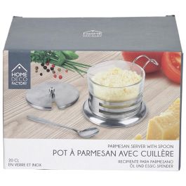 Home Deco Factory Quesera Con Cuchara Parmesano De Vidrio Y Acero Inoxidable Con Tapa 200ml