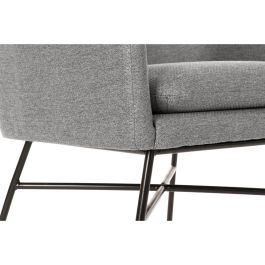 DKD Home Decor Sillón Scandi Gris Claro y Negro de Poliéster y Metal 62 x 76.5 x 66 cm, Altura Asiento 46 cm