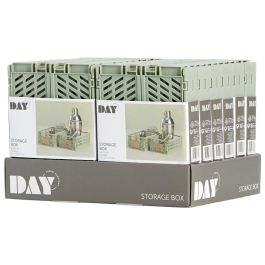 Day Set de 2 Cajas Plegables 17x12,5 cm Verde Musgo, Capacidad 1,2 L, Almacenaje Plegable y Apilable, con Etiquetas