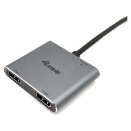 EQUIP Adaptador USB-C a 2xHDMI, USB 3.0, 100W PD, 4K Ultra HD, Plata
