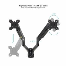 TooQ LP1434TNR-B Soporte de Escritorio para 2 Monitores de 13"-34" con Pinza/Atornillado, 10kg, Blanco