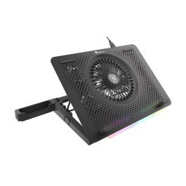GENESIS Oxid 450 Base Refrigeradora para Portátil 15.6" con 5 Ventiladores, Iluminación RGB, USB Hub y Panel de Aluminio, Negro