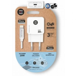 Tech One Tech TEC2222 Cargador de Pared 20W USB Tipo-C con Cable Lightning Blanco Precio: 13.50000025. SKU: B1BR3XSXJ4