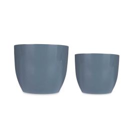 Ibergarden Set de 2 Macetas de Cerámica Abombada Antracita, 22x22x18 cm y 28x28x24 cm Ibergarden Set de 2 Macetas de Cerámica Abombada Antracita, 22x22x18 cm y 28x28x24 cm