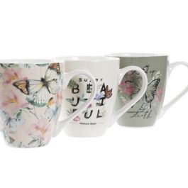 DKD Home Decor Greature 3 Mug Shabby Rosa Beige Porcelana New Bone 550ml (12 Unidades) 14.5 x 11.3 x 14.5 cm