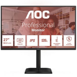 AOC Monitor Q27E4U 27" QHD 120Hz IPS, Altura Ajustable, 2560x1440, 4ms, USB Hub, Altavoces, Negro, Garantía 5 Años Precio: 217.8899998. SKU: B1JSK4J5YW
