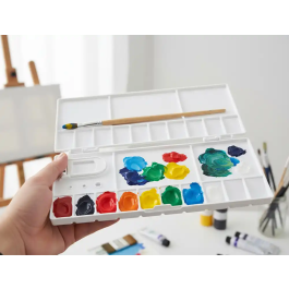 Liderpapel Paleta de Plástico para Pintura Plegable con Tapa y Agujero para Pulgar 20x10x1,8 cm