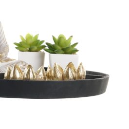 DKD Home Decor Figura Oriental de Resina para Jardín Zen, 2 Unidades, en Tonos Dorado y Negro, Dimensiones 26x18x26 cm