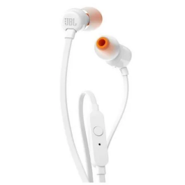 JBL JBLT110WHT Auriculares Intrauditivos con Micrófono, Conector Jack 3.5mm, Blancos