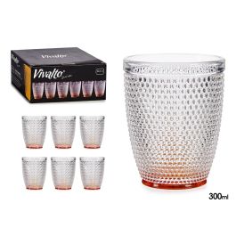 Vivalto Vaso de Cristal con Puntos para Agua 300ml Ámbar 8x8x10 cm (Set de 48)