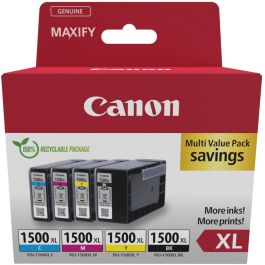 Canon 9182B010 Cartucho Tinta Original PGI-1500XL Multipack Alta Capacidad Negro Cian Magenta Amarillo para Impresoras Canon MAXIFY Precio: 75.49999974. SKU: B12R8D7DMH