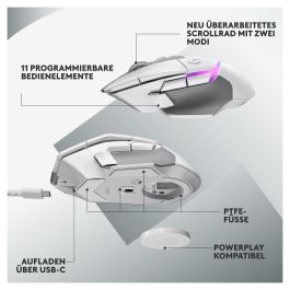 Logitech G502 X Plus Ratón Inalámbrico Óptico Blanco 25600 DPI RGB LIGHTSPEED HERO 25K