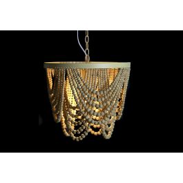 DKD Home Decor Lámpara Techo Tradicional Metal MDF E27 35 x 95 x 35 cm Bolas Hecha a Mano Reciclable Desmontable