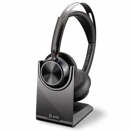 HP Poly Voyager Focus 2-M Auriculares USB-C-C Inalámbricos y Alámbricos para Oficina, Cancelación Activa de Ruido, Certificado para Microsoft Teams, Negro