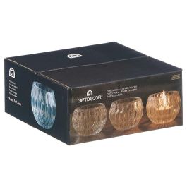 Giftdecor Portavela de Cristal con Forma de Diamante Grande, para Vela, Vidrio Transparente, 9.2 x 7.5 x 9.2 cm (Set de 16)