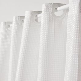 Cortina de ducha con diseño de gofres - Blanca - Poliéster - 180 x 200 cm - 12 ganchos - UTILITY - TODAY