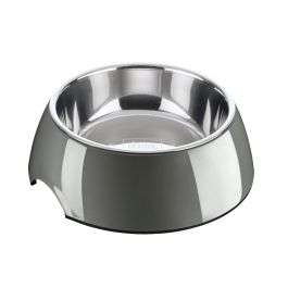 Hunter Comedero de Melamina con Cuenco de Acero Inoxidable Extraíble 700 ml Gris Antideslizante y Apto para Lavavajillas