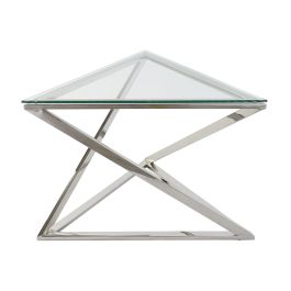 DKD Home Decor Mesa Centro Moderno Plateado Acero y Cristal Set de 6 Piezas 120.5 x 46 x 137.5 cm