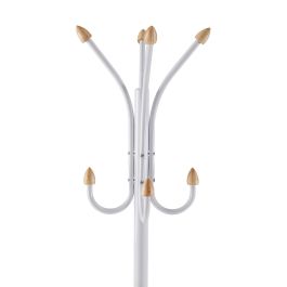 Perchero Blanco Con Puntas De Madera Versa 30X180CM Perchero Blanco Con Puntas De Madera Versa 30X180CM