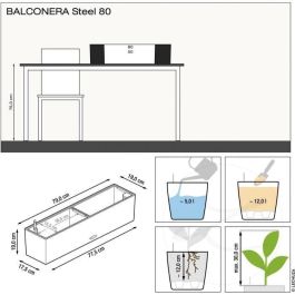 Lechuza LEC4008789117700 Macetero Balconera Steel 80 gris perla satinado Lechuza LEC4008789117700 Macetero Balconera Steel 80 gris perla satinado