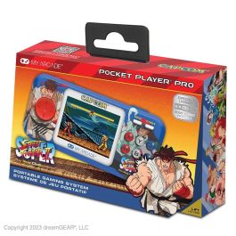 My Arcade Pocket Player Pro - Consola retro portátil Super Street Fighter II (2 juegos en 1) con pantalla 2,75" a color, altavoz, puerto auriculares y alimentación USB-C/pilas