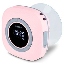 Medion MED4061275227642 Radio de Ducha FM Bluetooth IPX6 con Soporte de Ventosa Rosa