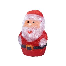 Lumineo Figura Papá Noel Acrílico con 30 LEDs Luz Fría, Temporizador 6/18h, Pilas, IP44 para Exterior 17x14x23.5 cm