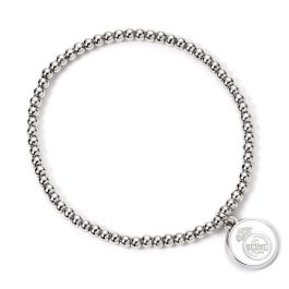 THE CARAT SHOP Pulsera Real Madrid Oficial de Bolas Plateada con Escudo, de Aleación de Zinc, 18cm, Unisex