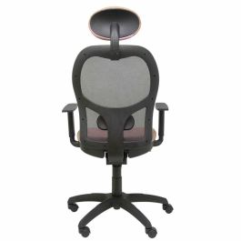 PIQUERAS Y CRESPO Silla Jorquera malla negra asiento bali rosa palido con cabecero fijo PIQUERAS Y CRESPO Silla Jorquera malla negra asiento bali rosa palido con cabecero fijo