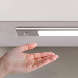 Emuca Aplique LED recargable por USB Kaus con sensor de movimiento, L400mm, Plástico y Aluminio, Anodizado mate